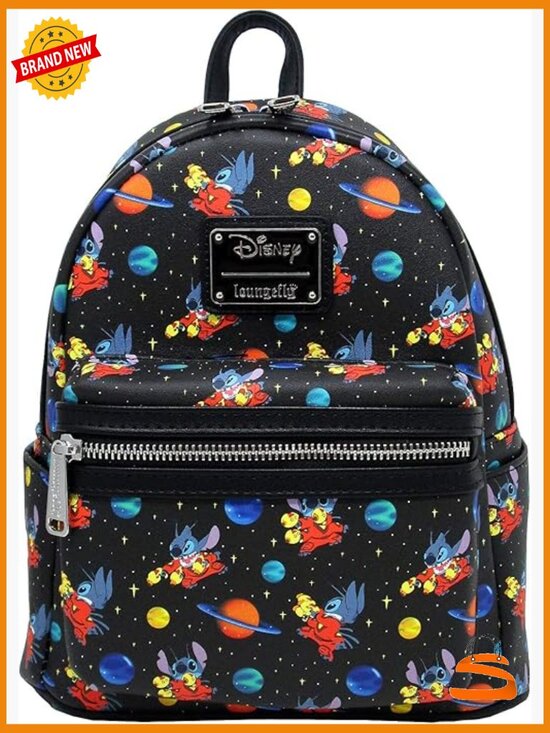 Faux Leather Mini Backpack with Stitch Print, Padded Straps